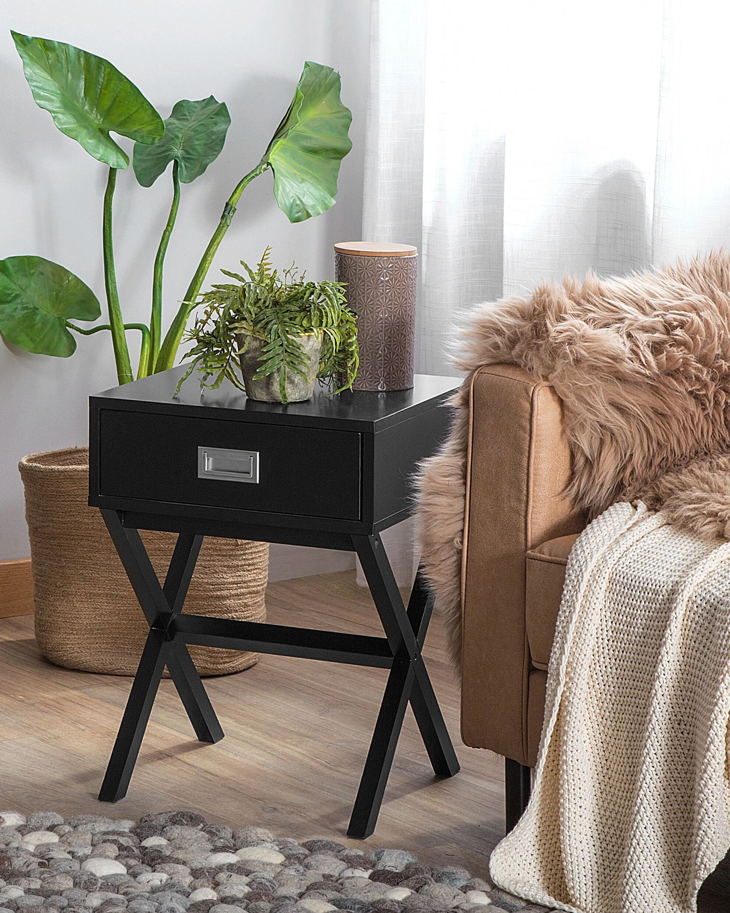 1 Drawer Bedside Table Black MONROE - Image 2