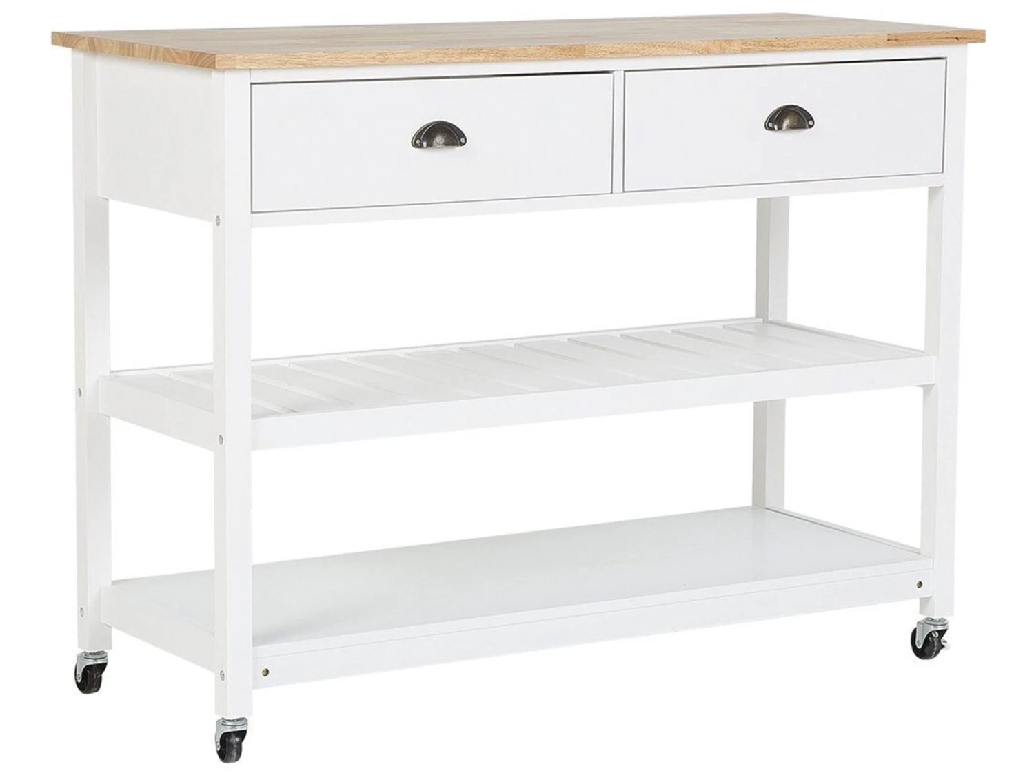 2 Drawer Kitchen Trolley White NAVARINO