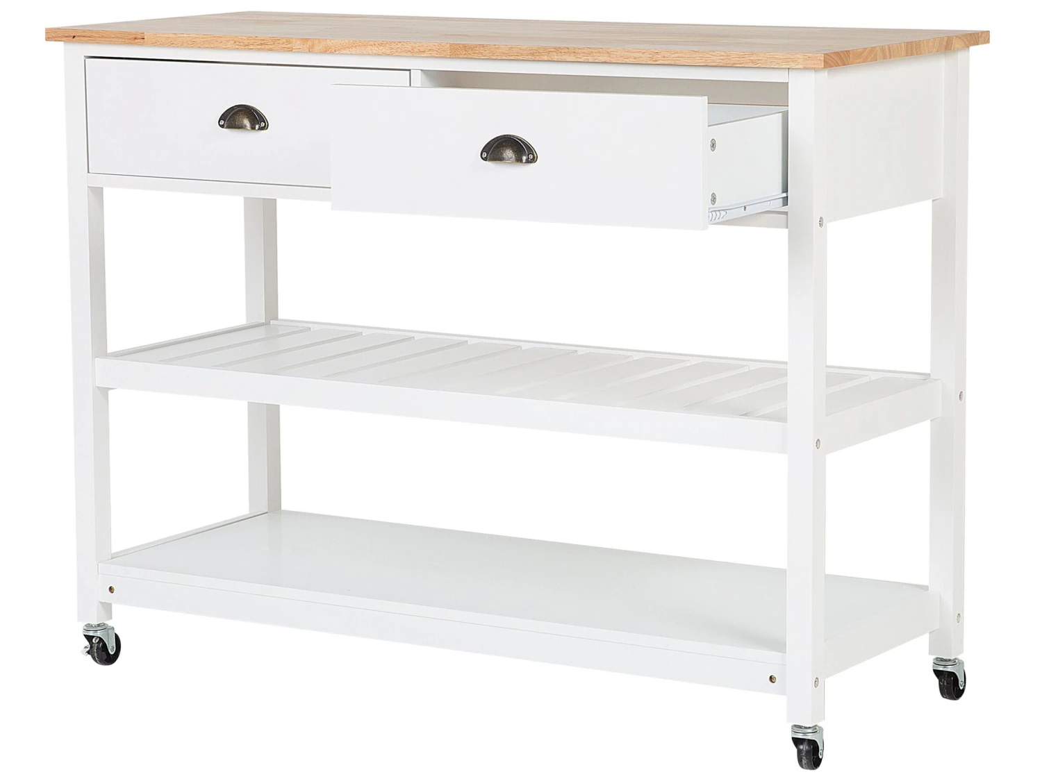 2 Drawer Kitchen Trolley White NAVARINO - Image 7