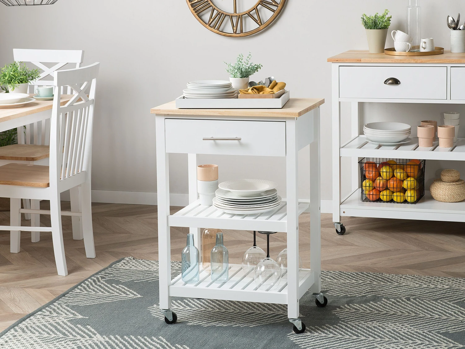 3 Tier Kitchen Trolley White HIUMA - Image 2