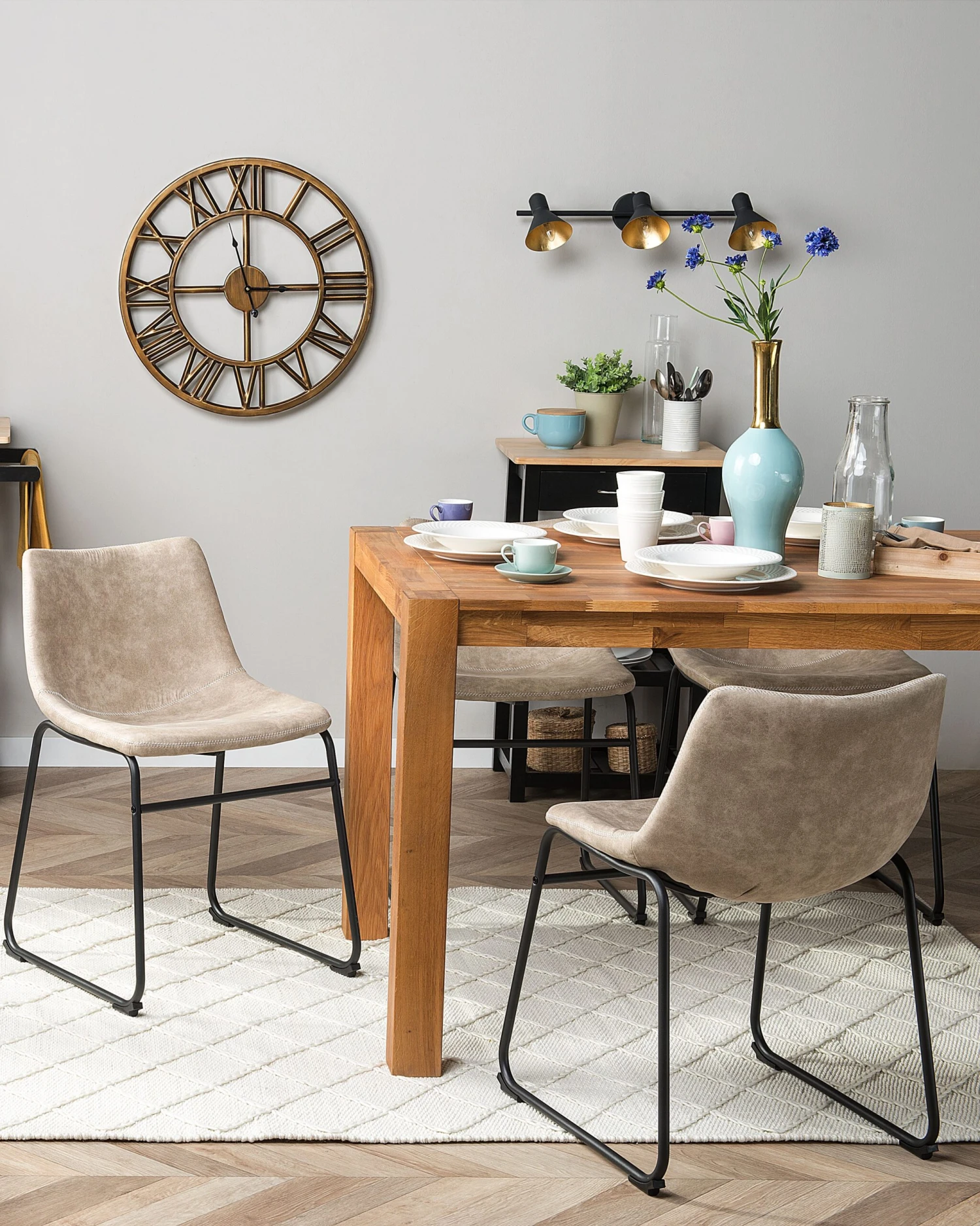 Set Of 2 Fabric Dining Chairs Beige BATAVIA - Image 2