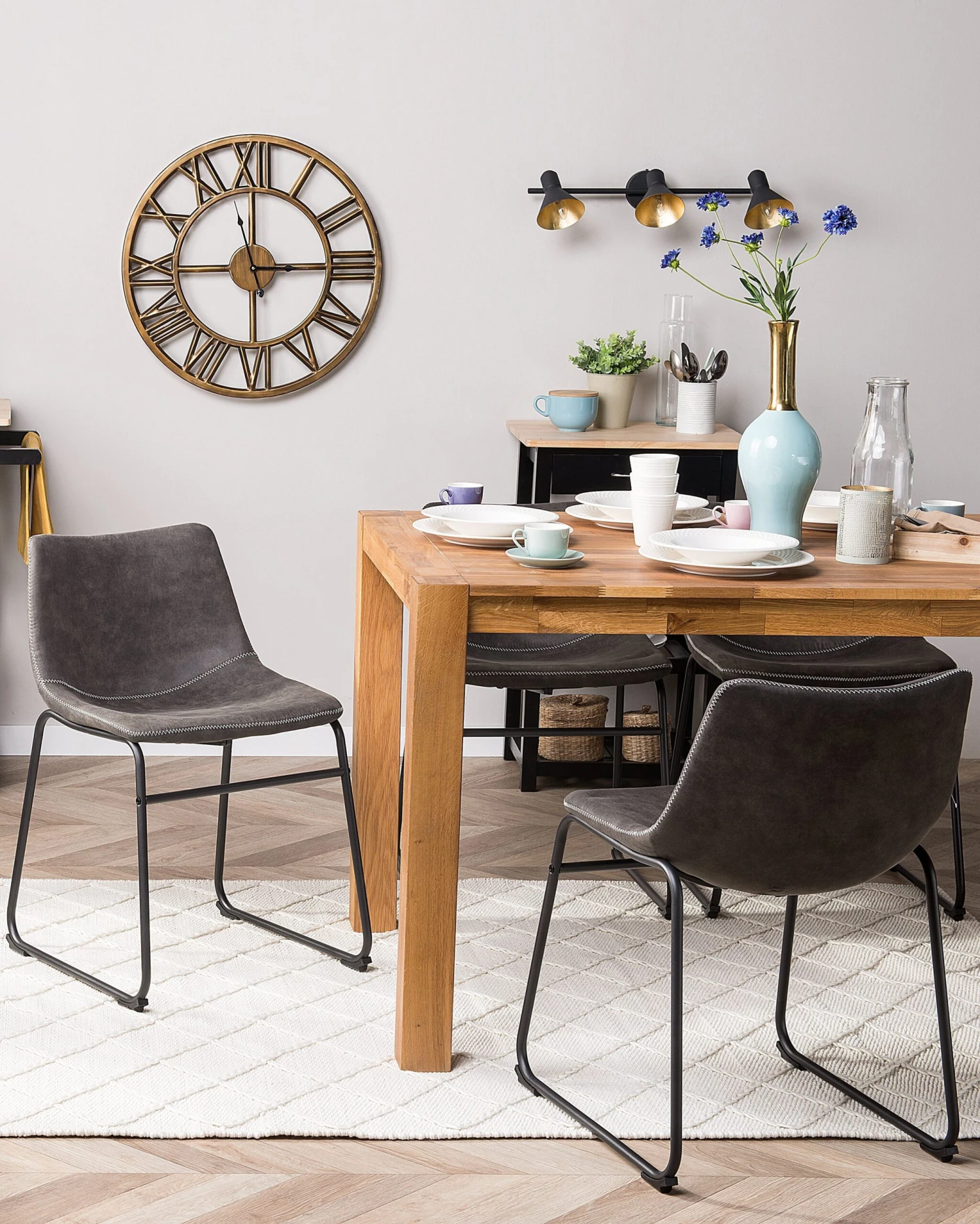 Set Of 2 Fabric Dining Chairs Grey BATAVIA - Image 2