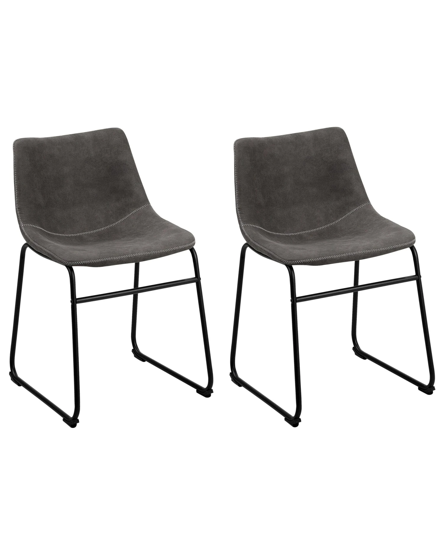Set Of 2 Fabric Dining Chairs Grey BATAVIA