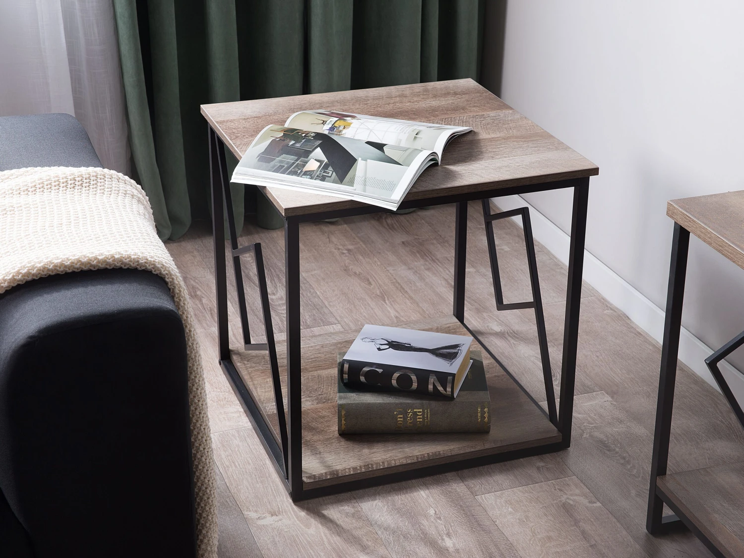 Side Table Dark Wood And Black FORRES - Image 2