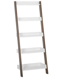 Ladder Shelf Dark Wood And White MOBILE TRIO