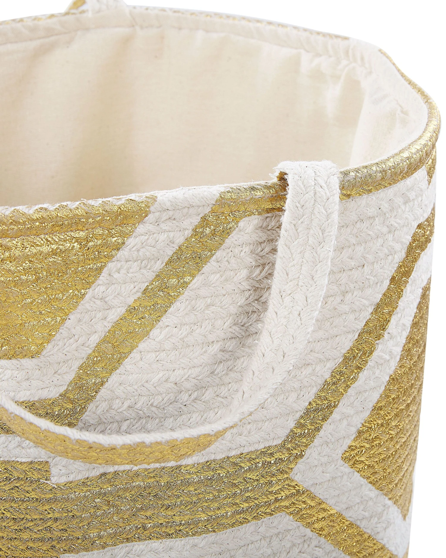 Cotton Basket Off-White With Gold HANWELLA 6 Cotton Basket Off-White With Gold HANWELLA - Image 4