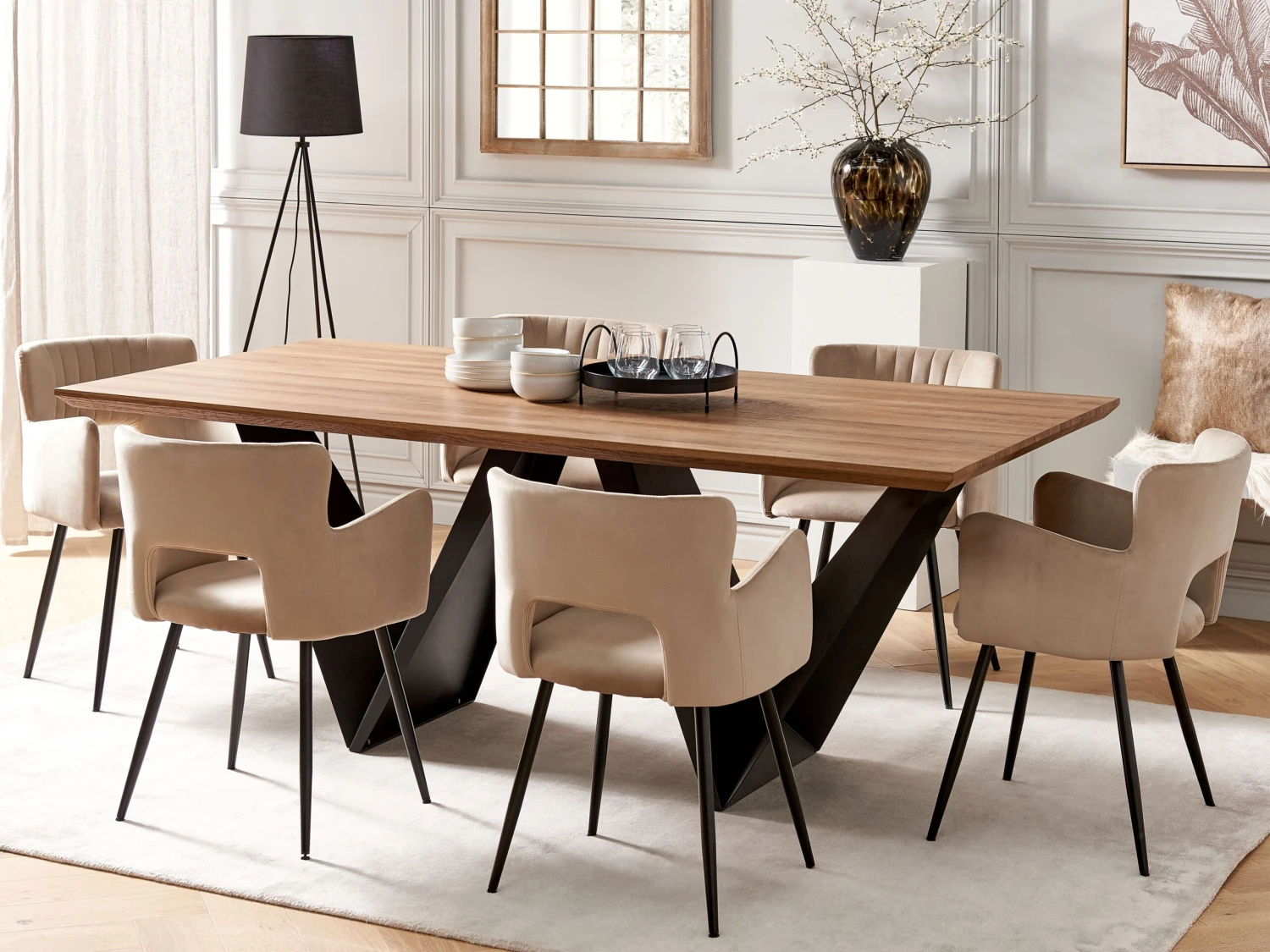 Dining Table 200 X 100 Cm Dark Wood With Black SINTRA - Image 2