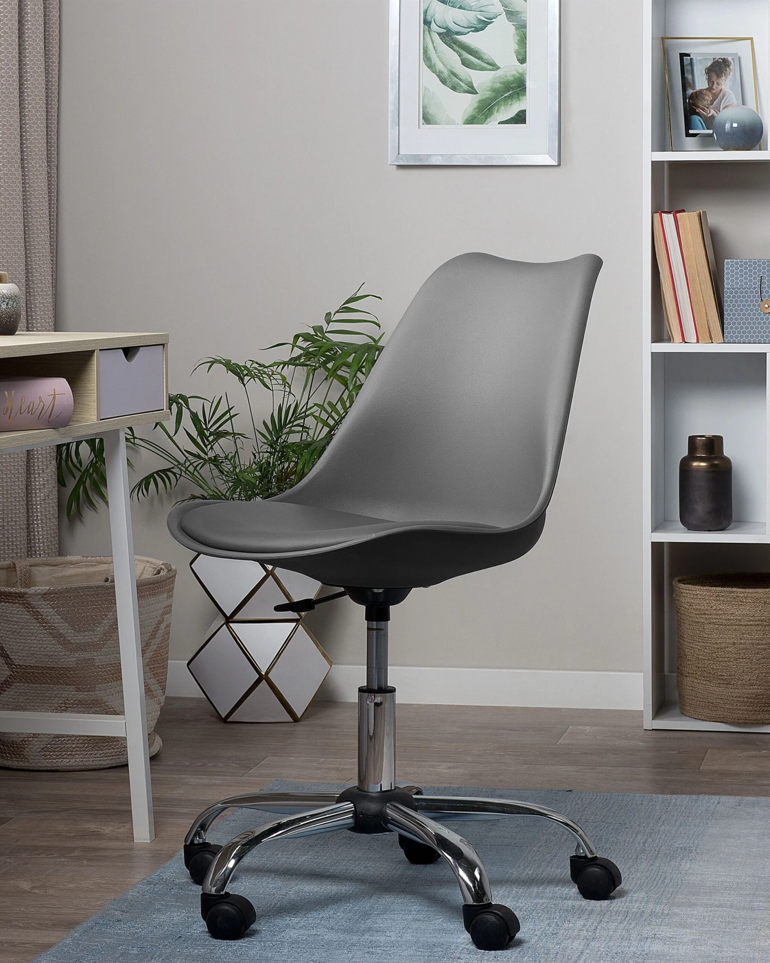 Armless Desk Chair Grey DAKOTA II - Image 2