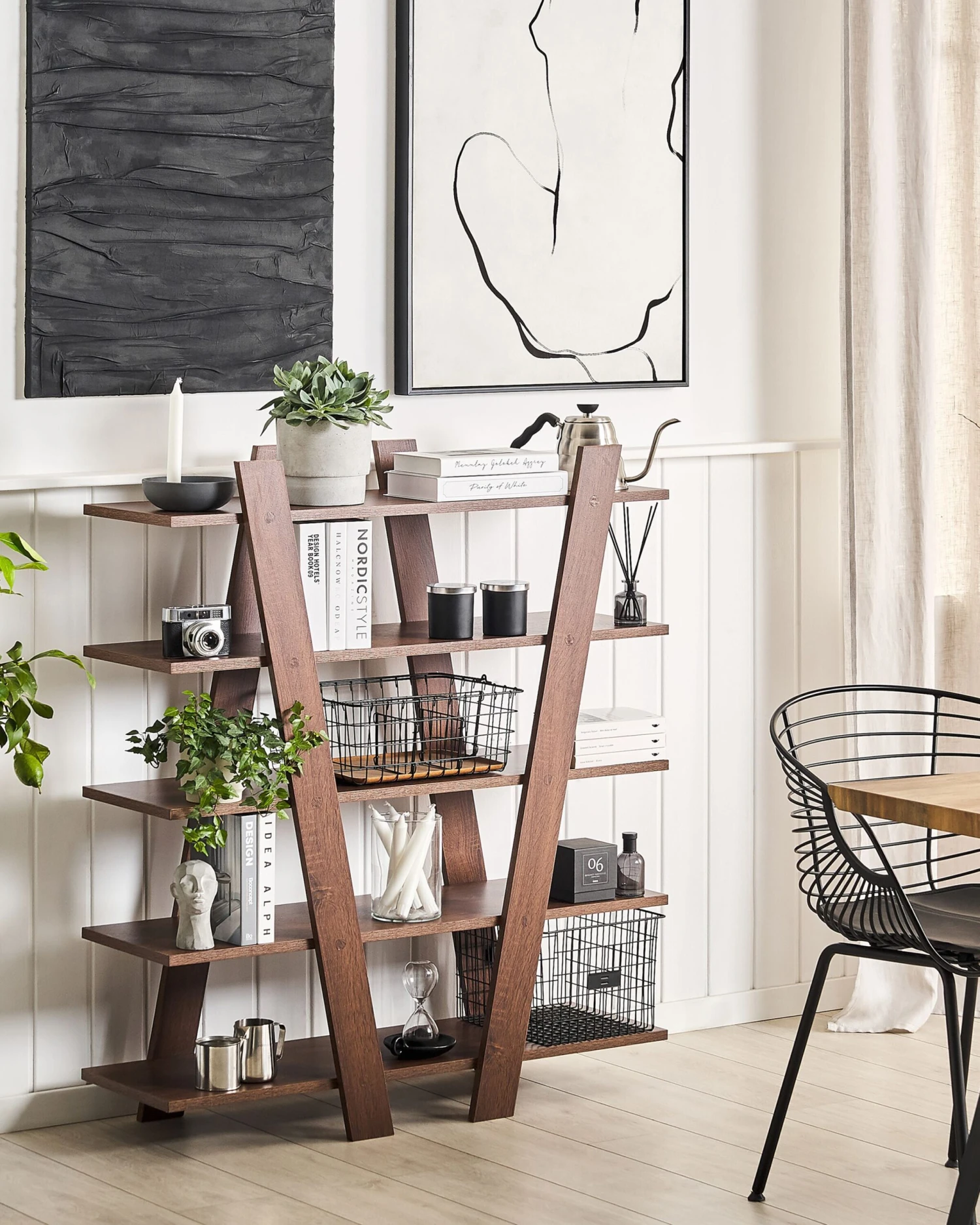 5 Tier Bookcase Dark Wood ESCALANTE - Image 2