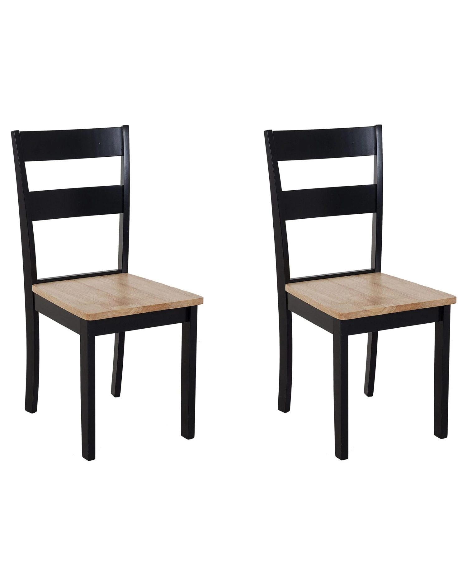 Set Of 2 Dining Chairs Black And Light Wood GEORGIA