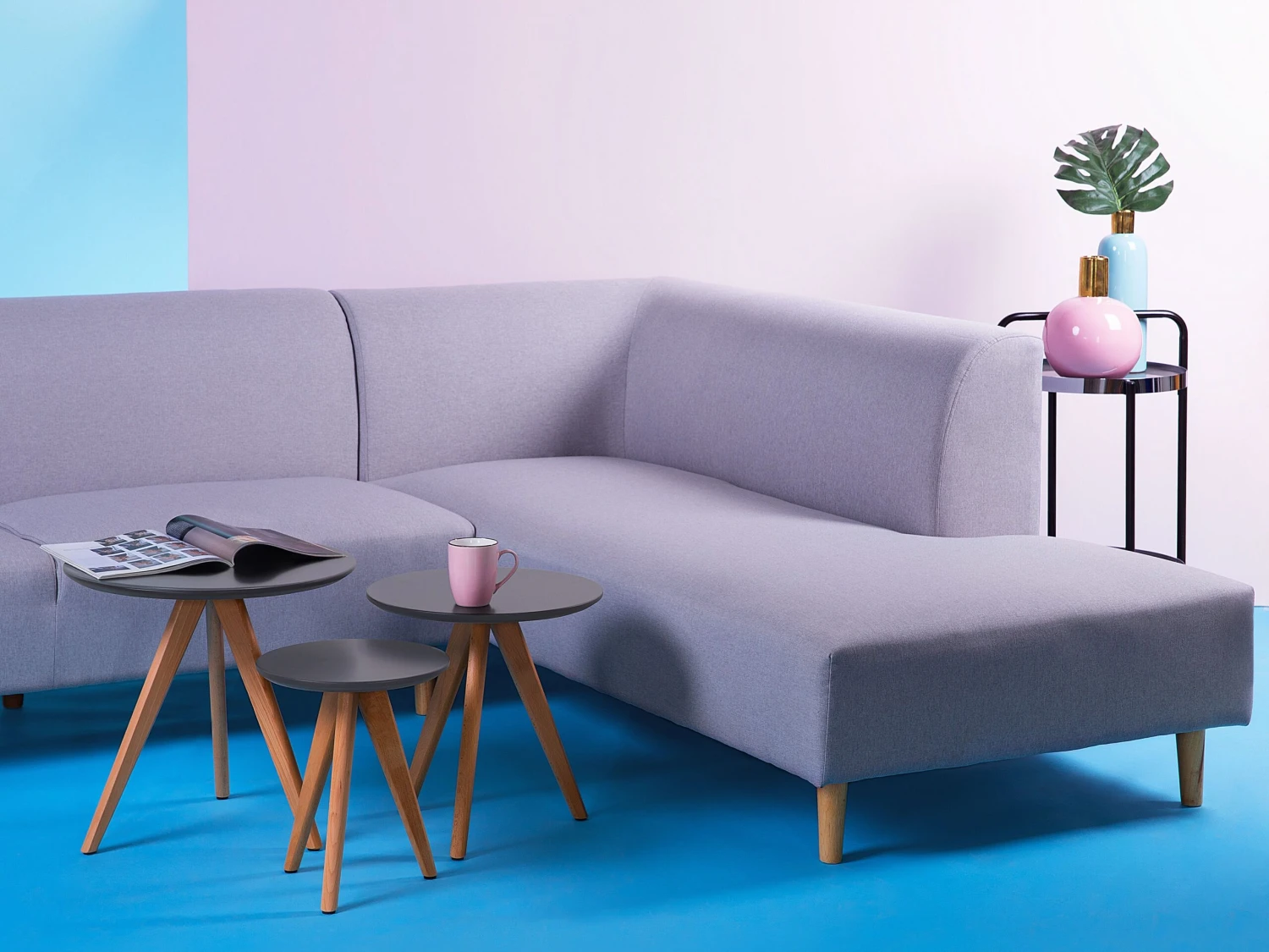 Set Of 3 Coffee Tables Grey VEGAS - Image 2