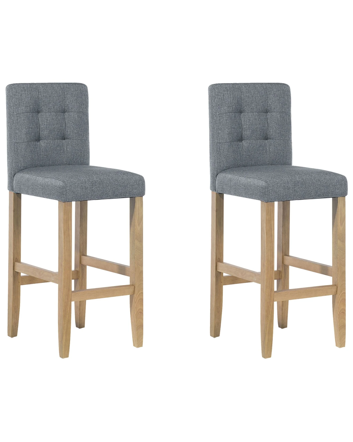 Set Of 2 Bar Chairs Fabric Grey MADISON