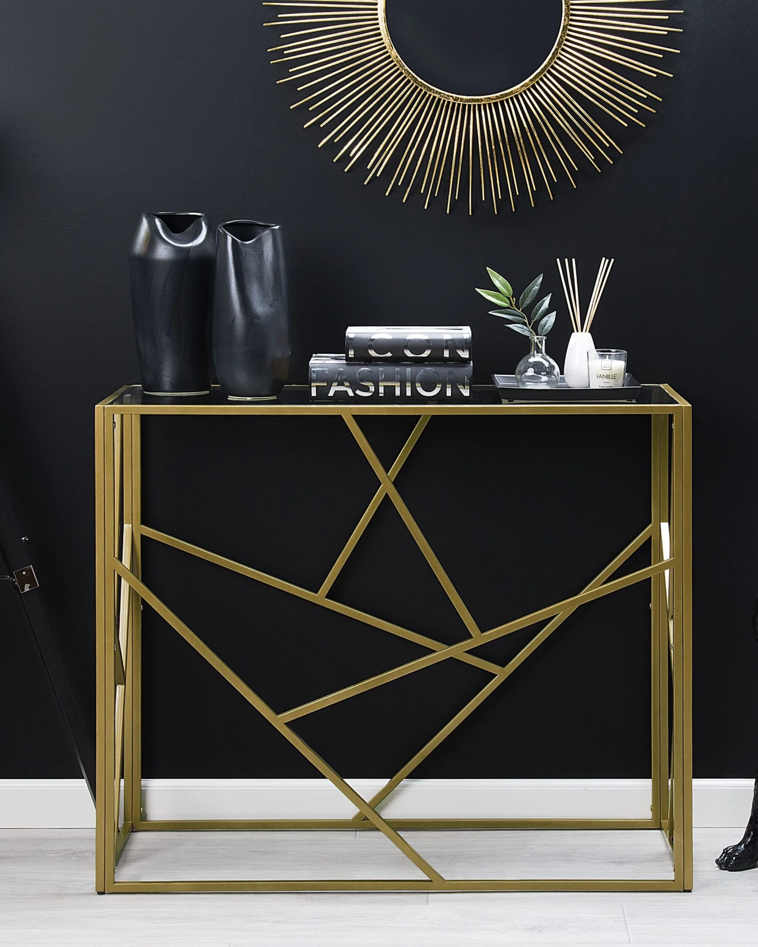 Glass Top Console Table Gold ORLAND 4 Glass Top Console Table Gold ORLAND - Image 2