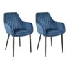 Set Of 2 Velvet Dining Chairs Navy Blue WELLSTON