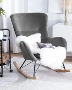 Velvet Rocking Chair Dark Grey ELLAN 12 Velvet Rocking Chair Dark Grey ELLAN -Cheap Furniture Store undef src sa picid 745369 type color image
