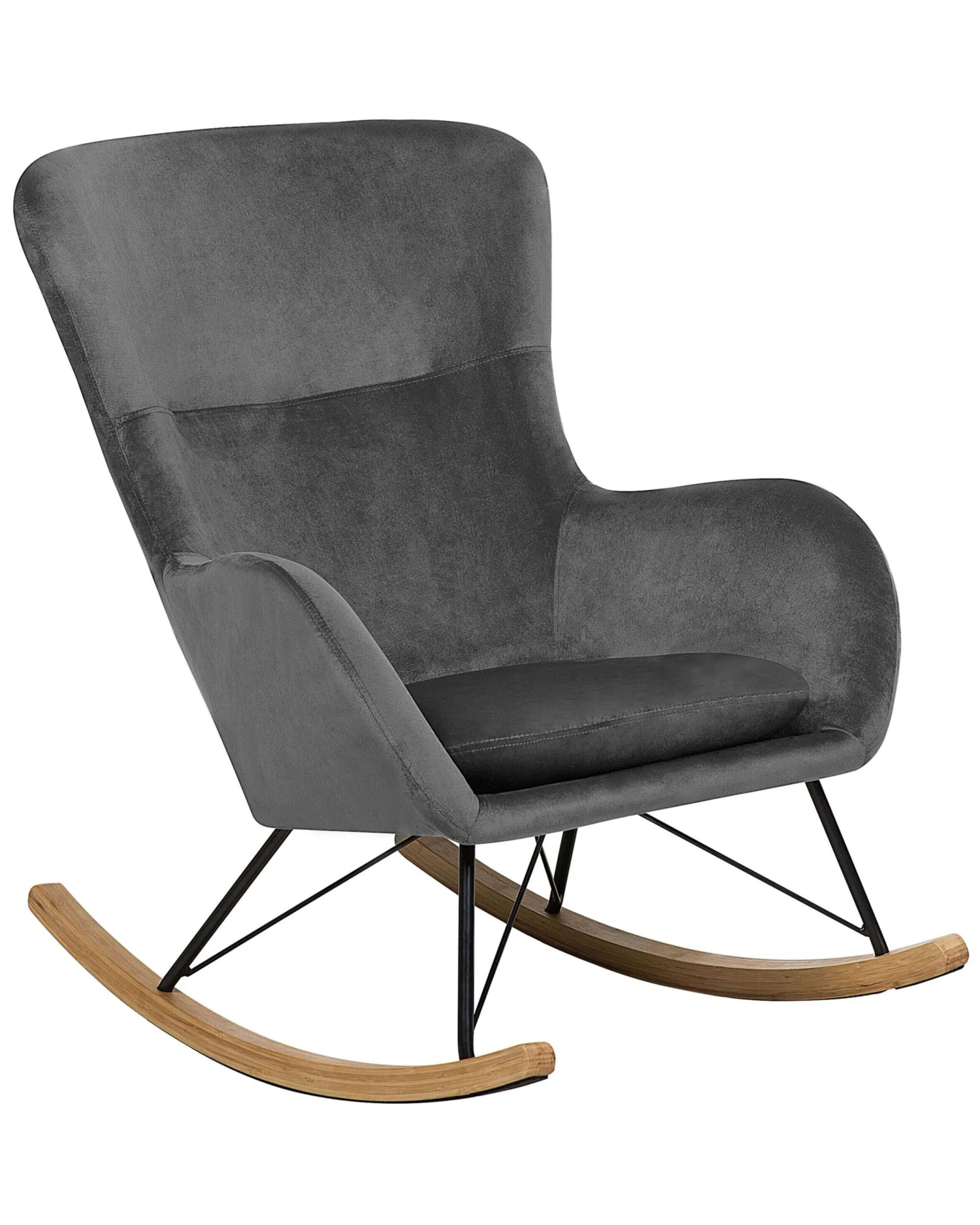 Velvet Rocking Chair Dark Grey ELLAN 3 Velvet Rocking Chair Dark Grey ELLAN