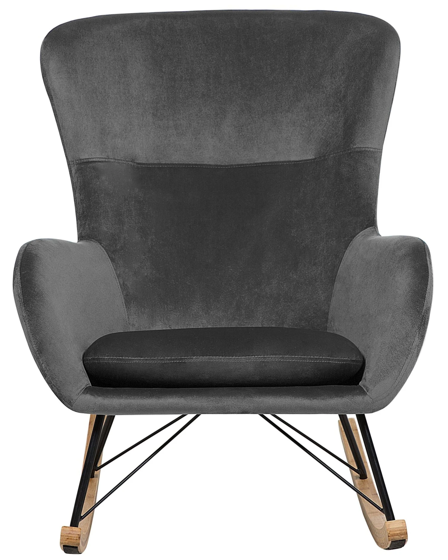 Velvet Rocking Chair Dark Grey ELLAN 5 Velvet Rocking Chair Dark Grey ELLAN - Image 3
