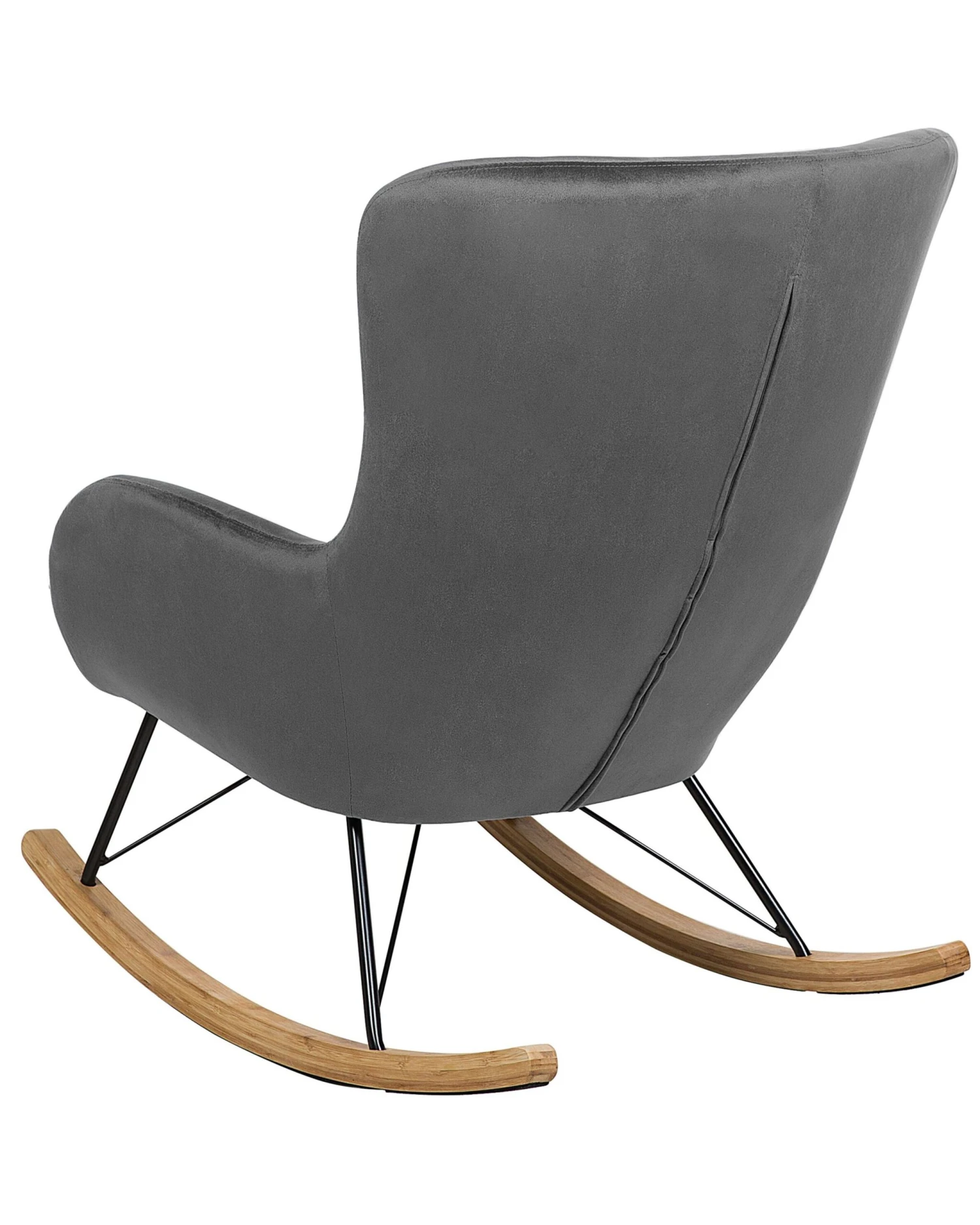 Velvet Rocking Chair Dark Grey ELLAN 6 Velvet Rocking Chair Dark Grey ELLAN - Image 4