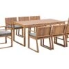 8 Seater Acacia Wood Garden Dining Set With Grey Cushions SASSARI
