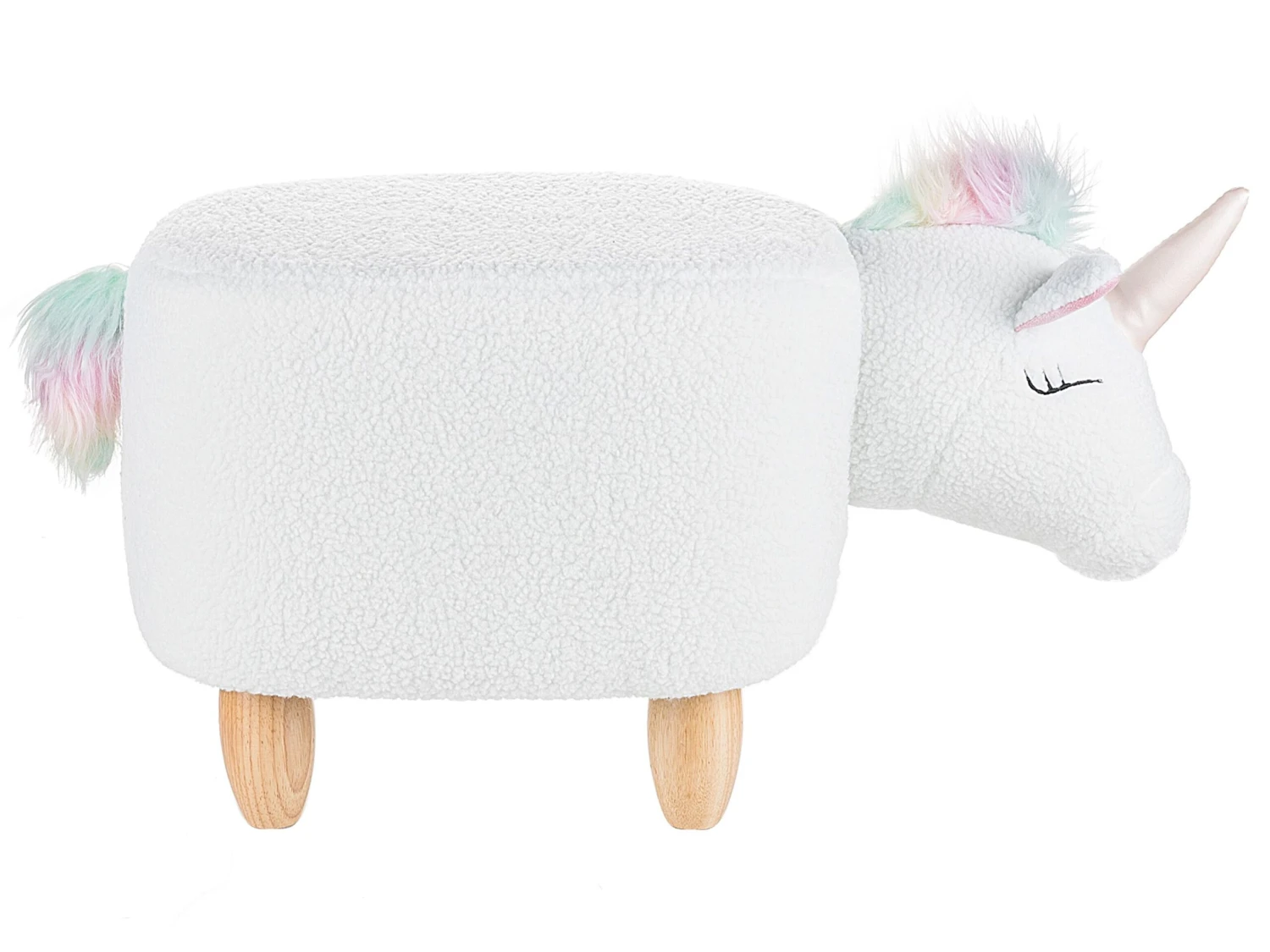 Fabric Animal Stool White UNICORN - Image 4