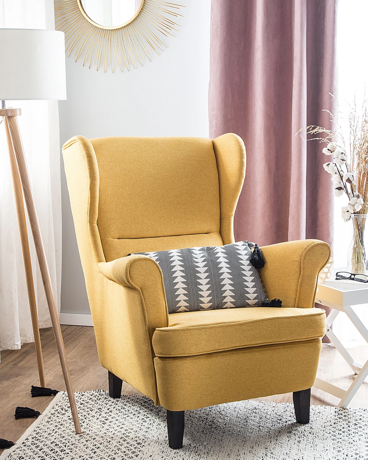 Fabric Wingback Chair Yellow ABSON - Image 2