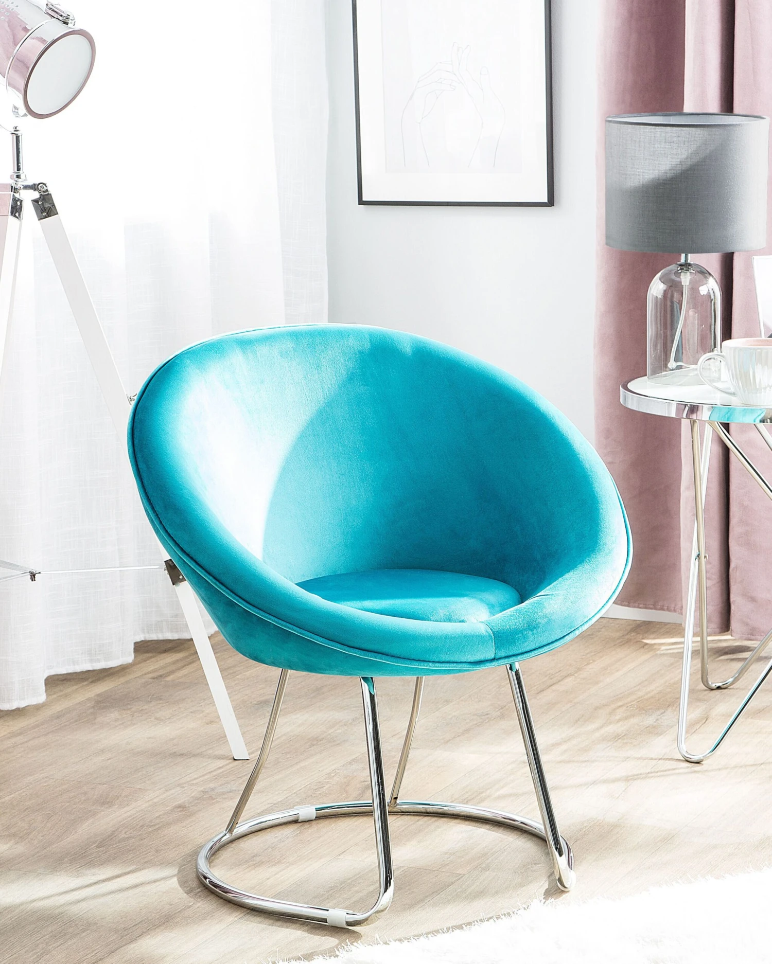 Velvet Accent Chair Turquoise FLOBY 4 Velvet Accent Chair Turquoise FLOBY - Image 2