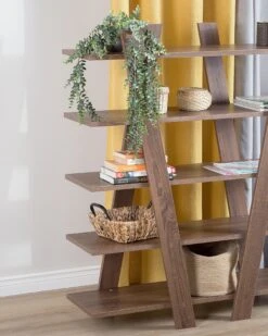 5 Tier Bookcase Dark Wood ESCALANTE -Cheap Furniture Store undef src sa picid 749311 type whitesh image