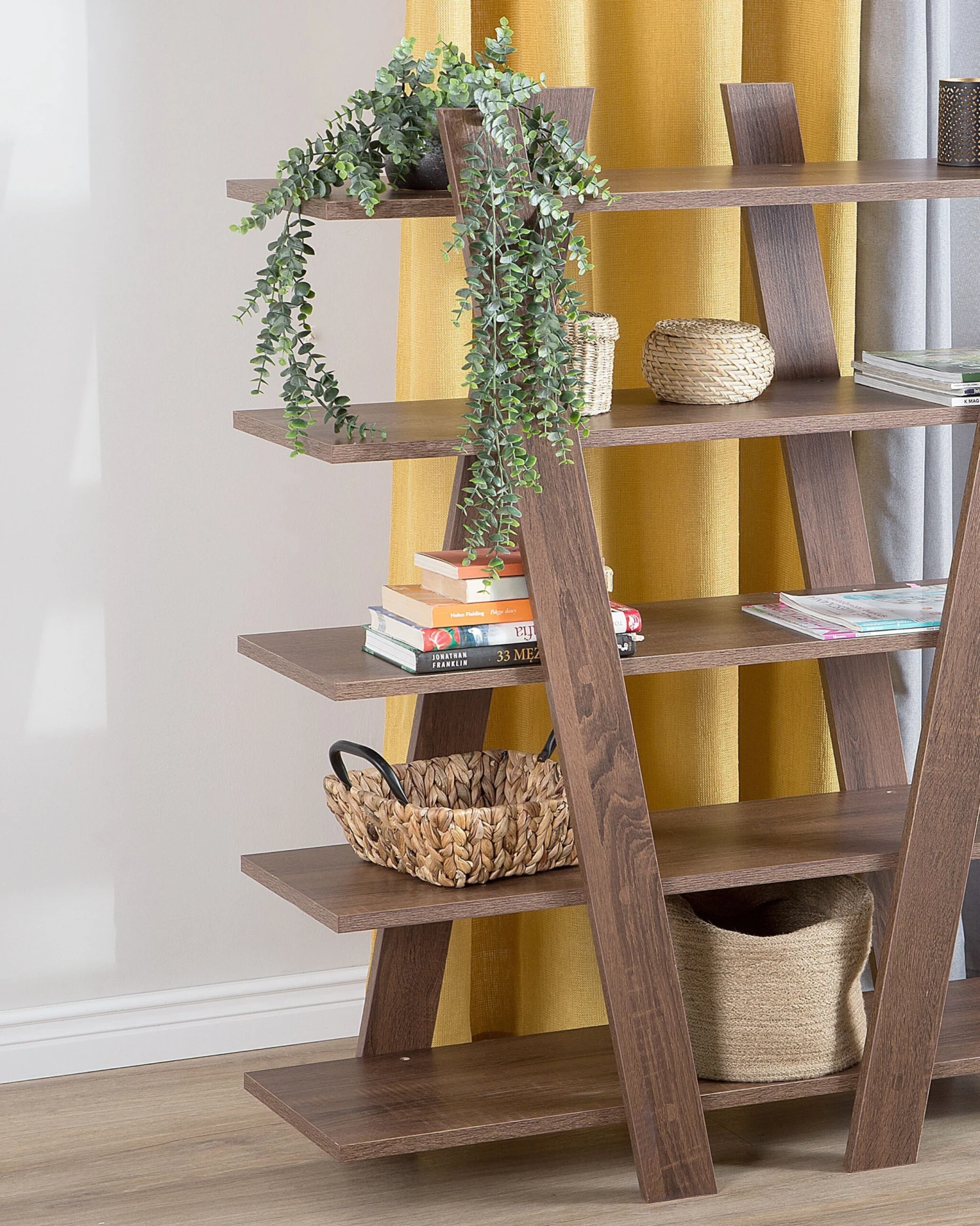 5 Tier Bookcase Dark Wood ESCALANTE - Image 4