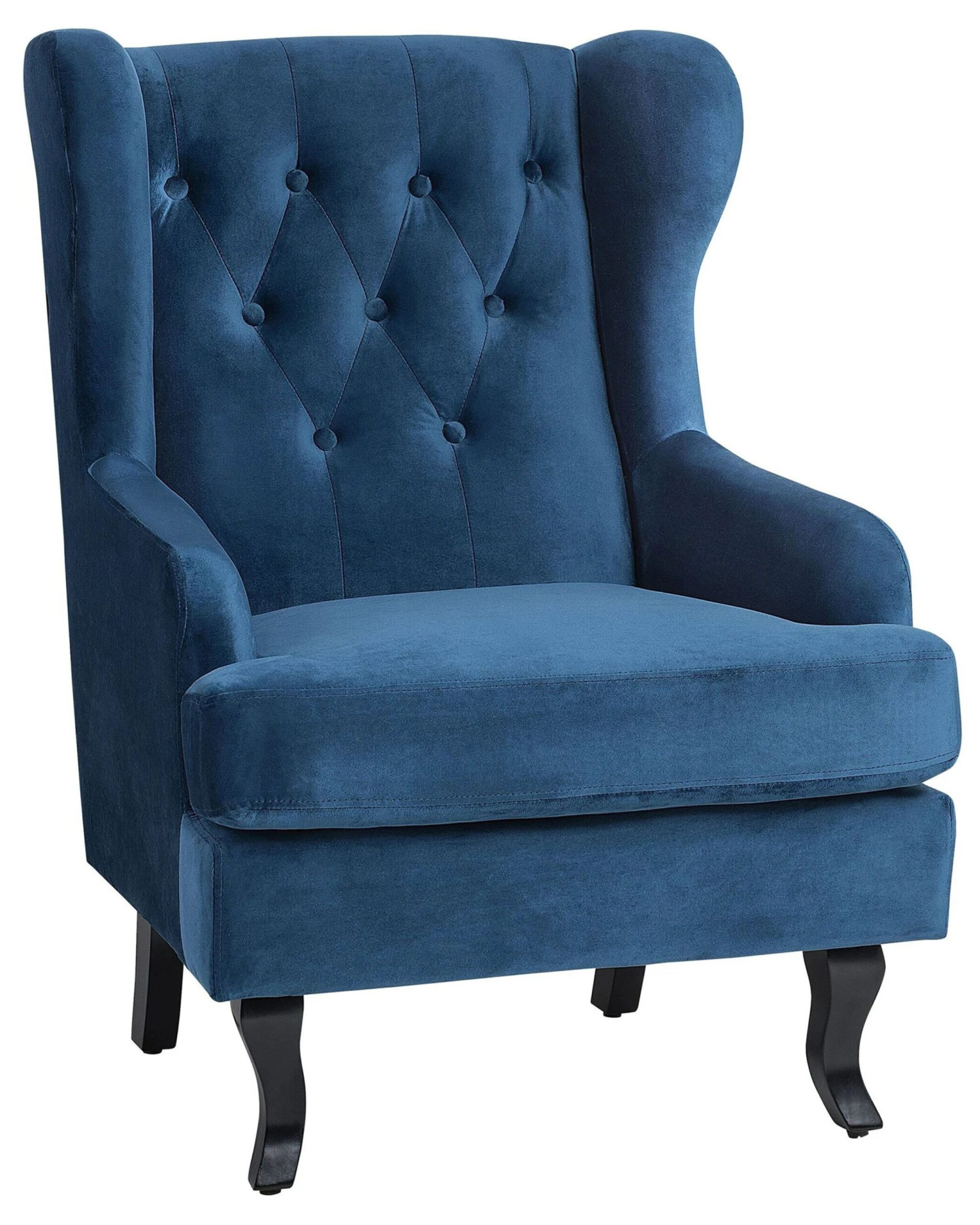 Velvet Fabric Wingback Chair Dark Blue ALTA