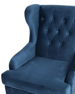 Velvet Fabric Wingback Chair Dark Blue ALTA -Cheap Furniture Store undef src sa picid 749409 type whitesh image