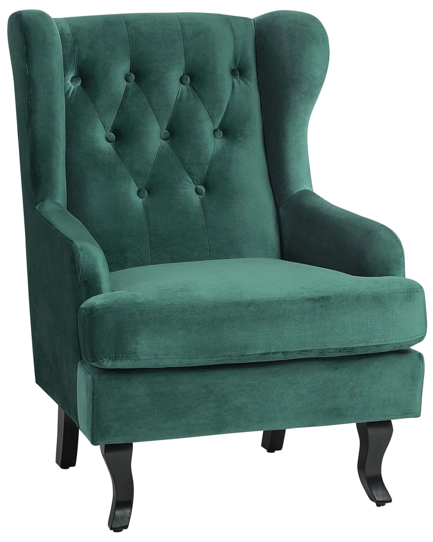 Velvet Fabric Wingback Chair Dark Green ALTA