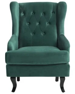 Velvet Fabric Wingback Chair Dark Green ALTA -Cheap Furniture Store undef src sa picid 749413 type whitesh image