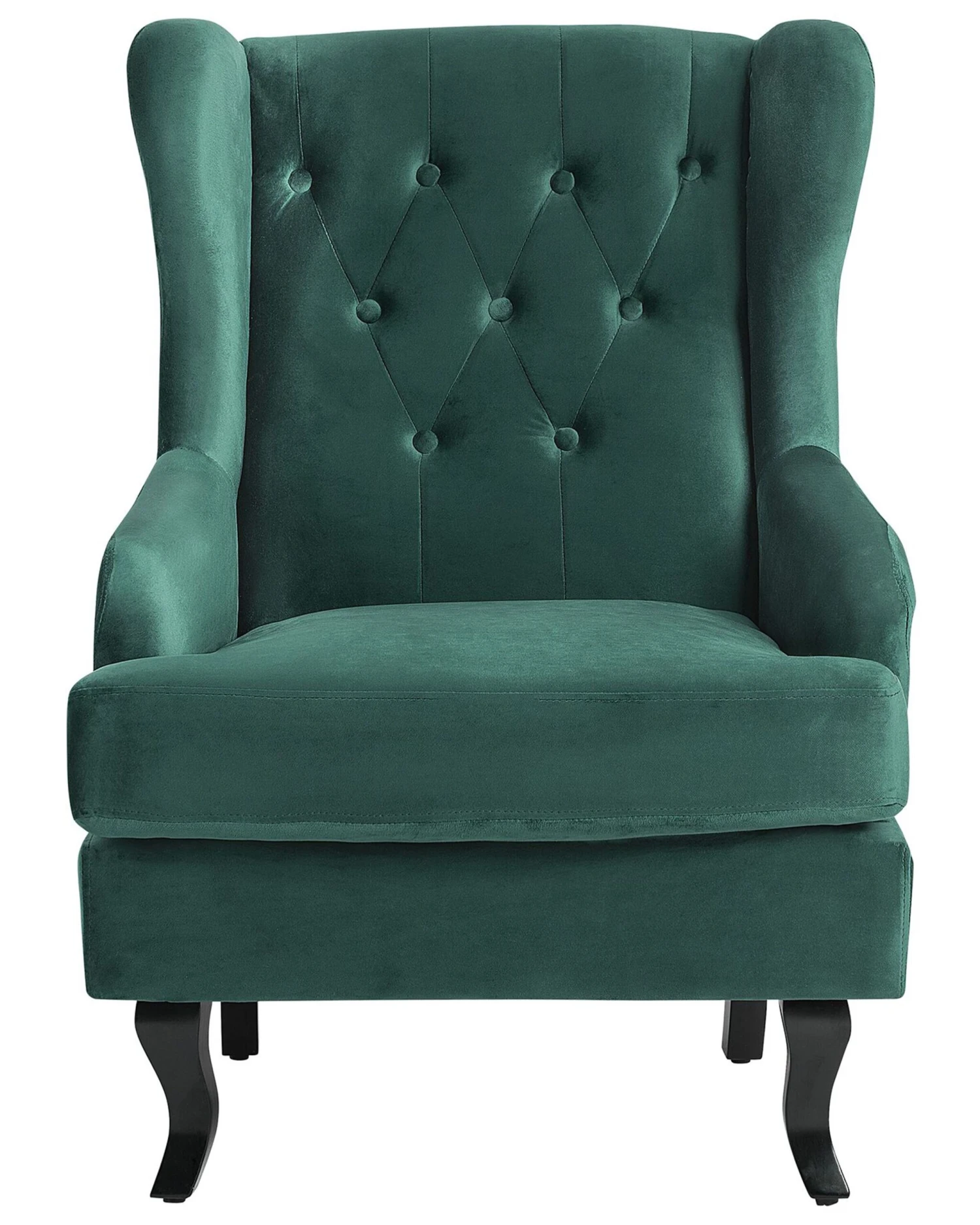 Velvet Fabric Wingback Chair Dark Green ALTA - Image 4