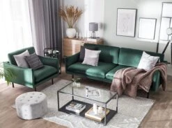 Velvet Fabric Armchair Green VINTERBRO -Cheap Furniture Store undef src sa picid 749623 type color image