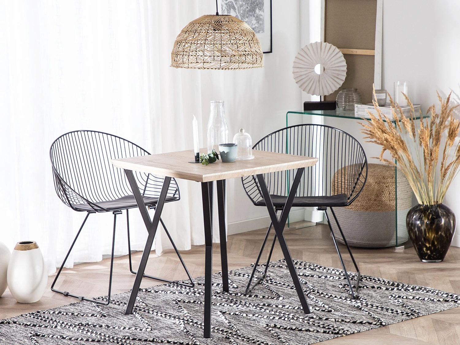 Dining Table Light Wood With Black BRAVO Various Sizes - Image 2