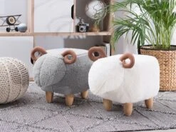 Fabric Animal Stool White LAMB -Cheap Furniture Store undef src sa picid 750773 type color image