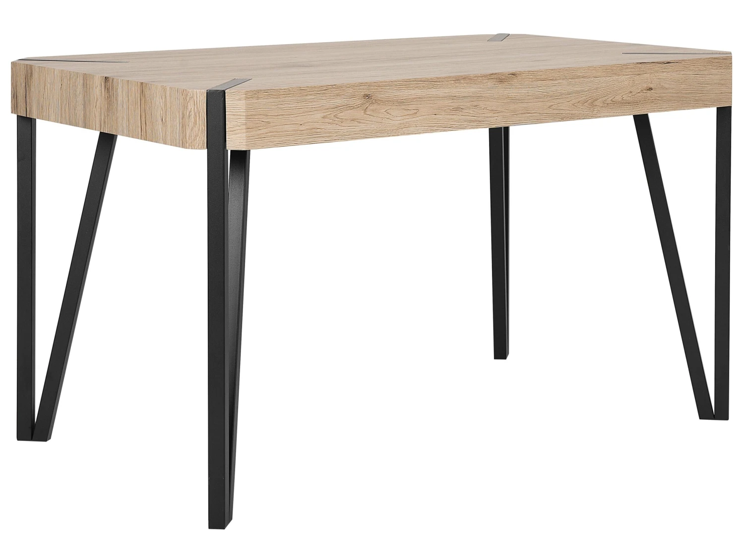 Dining Table 130 X 80 Cm Light Wood And Black CAMBELL