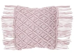 Cotton Macramé Cushion With Tassels 40 X 40 Cm Pink YANIKLAR