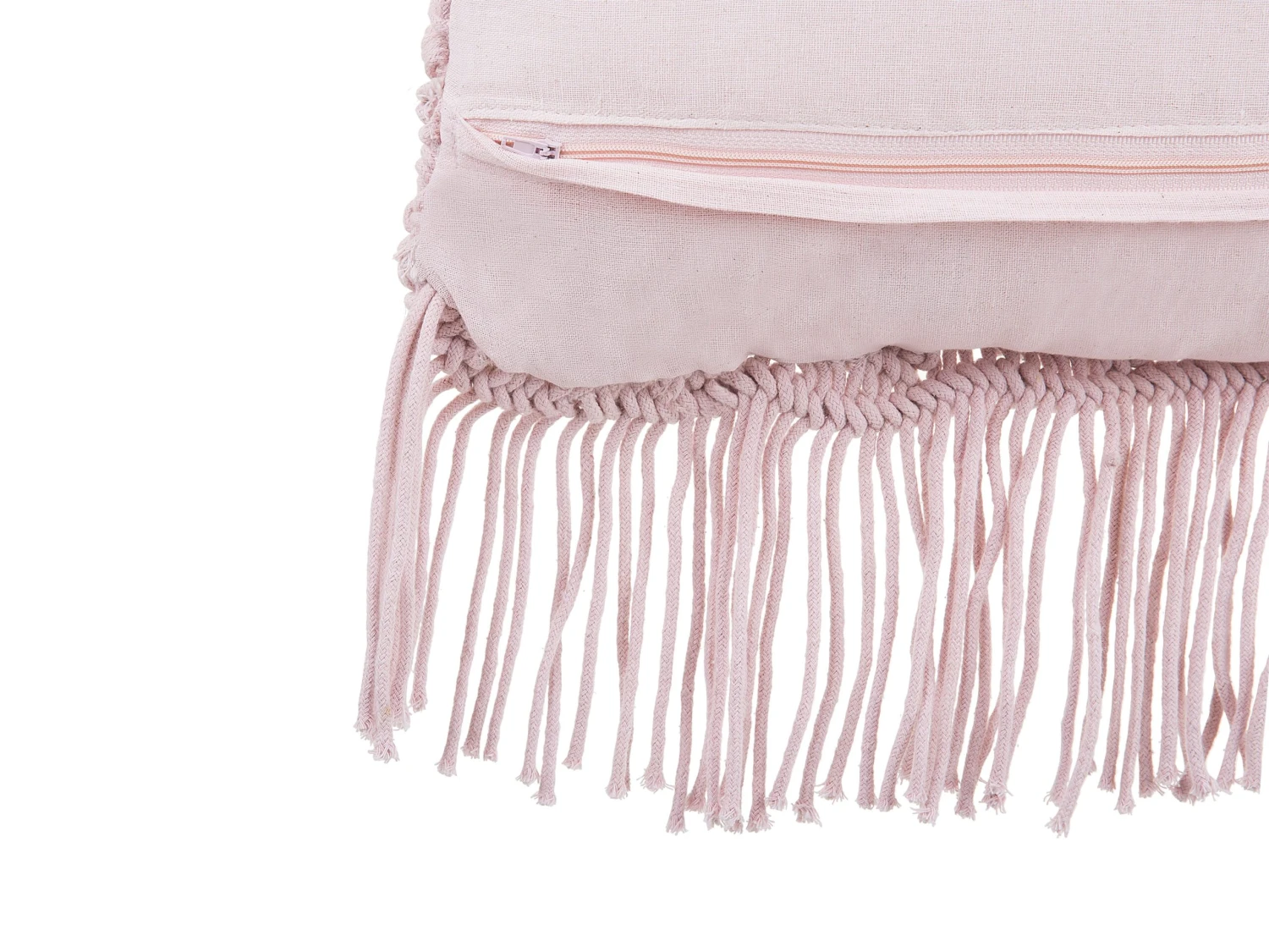 Cotton Macramé Cushion With Tassels 40 X 40 Cm Pink YANIKLAR - Image 6