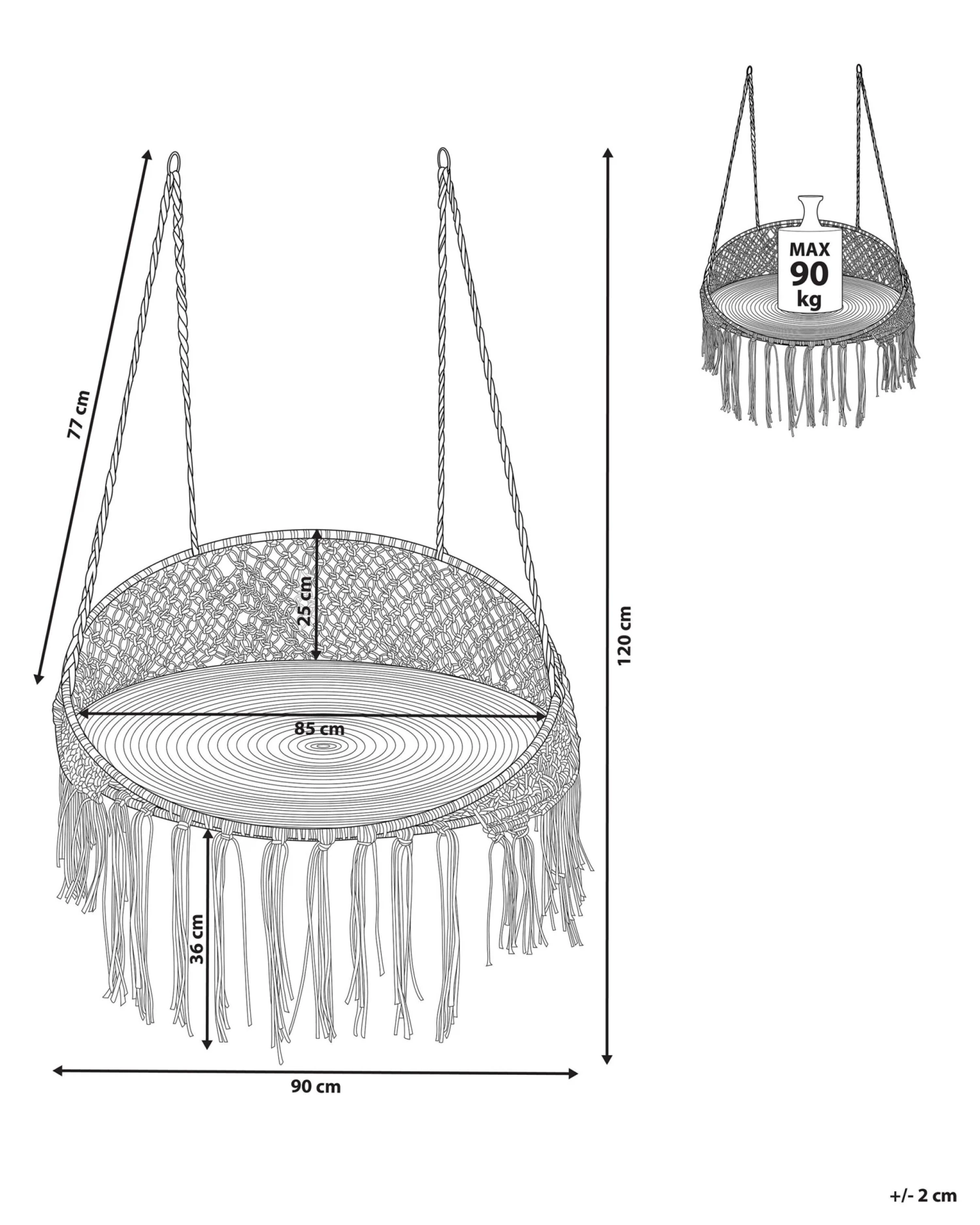 Fabric Hanging Chair Black BUNYAN - Image 8