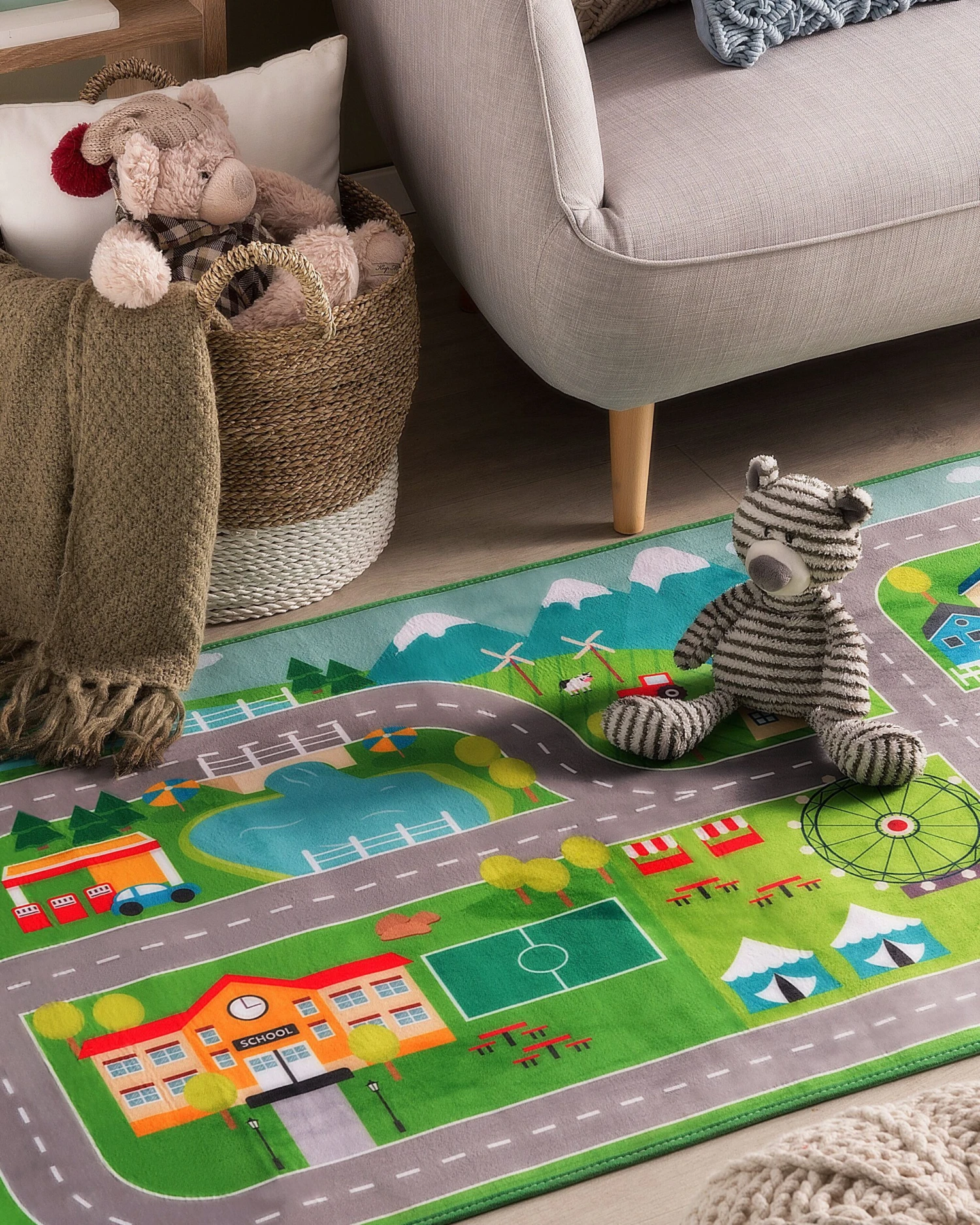 Kids Rug City Print 80 X 150 Cm SEBEN - Image 2