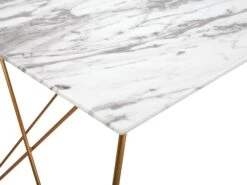 Dining Table 140 X 80 Cm Marble Effect White With Gold KENTON -Cheap Furniture Store undef src sa picid 757708 type whitesh image