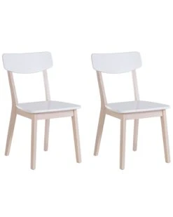 Set Of 2 Wooden Dining Chairs White SANTOS