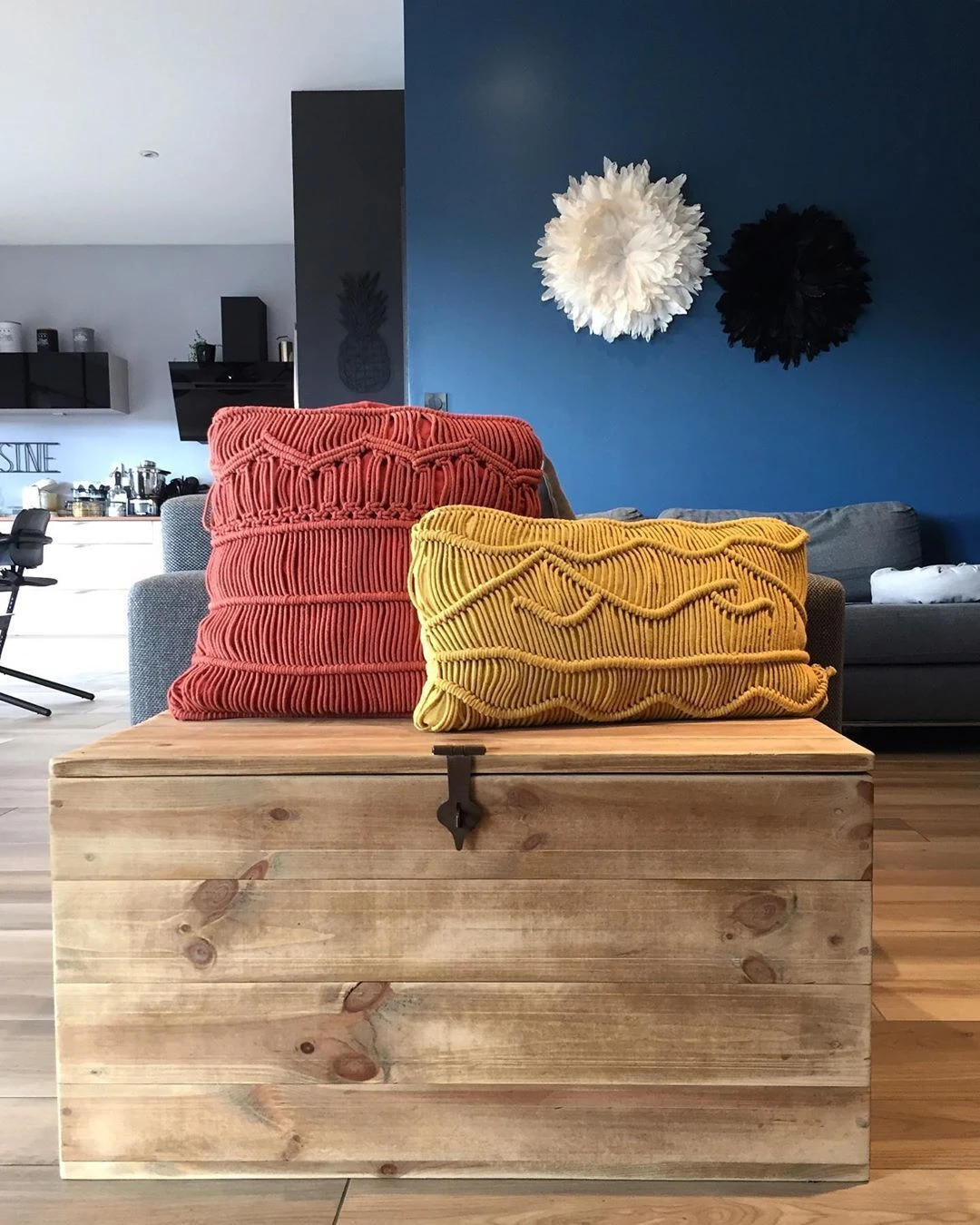 Cotton Macrame Cushion 45 X 45 Cm Orange AKKOY - Image 3