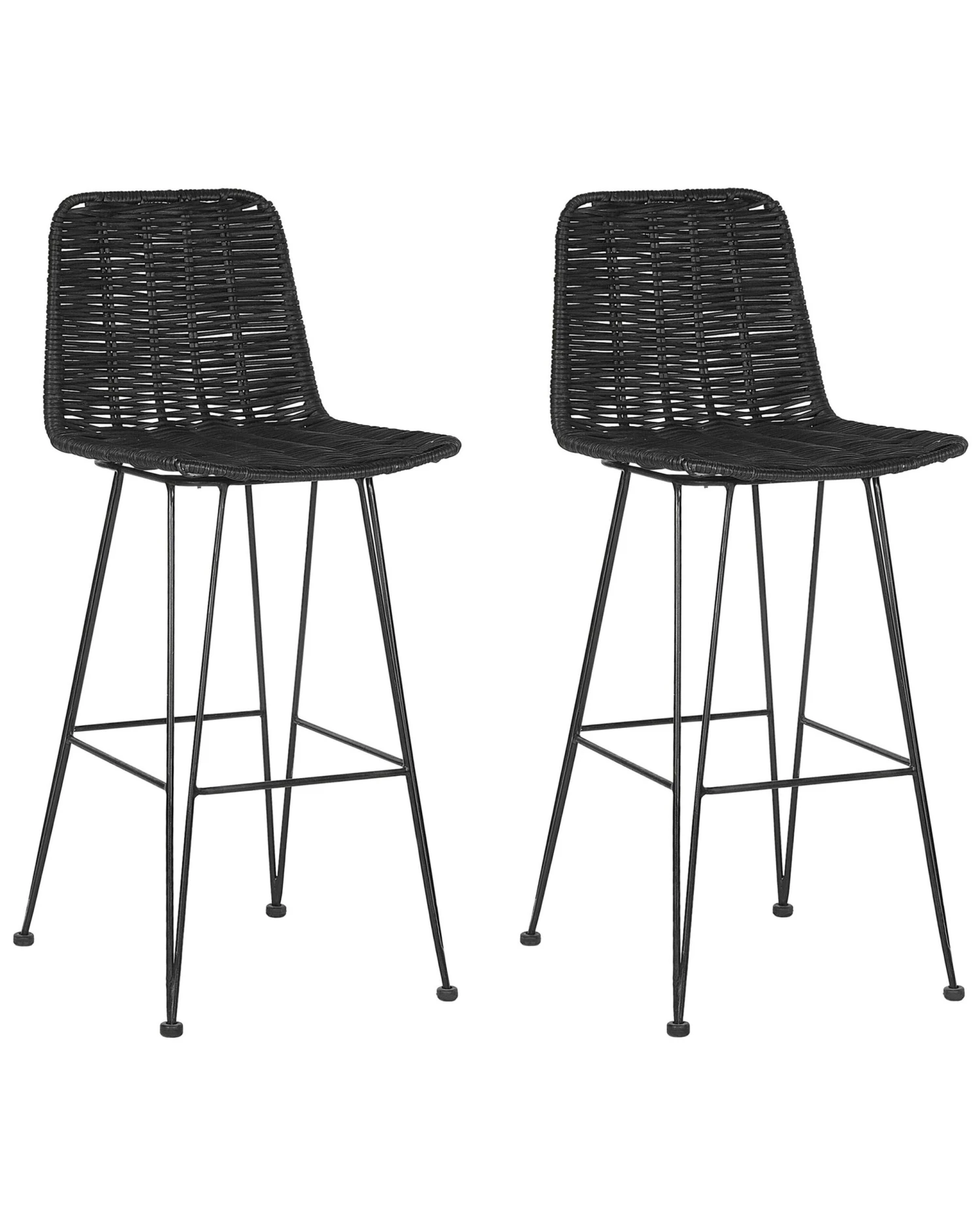 Set Of 2 Rattan Bar Chairs Black CASSITA 3 Set Of 2 Rattan Bar Chairs Black CASSITA