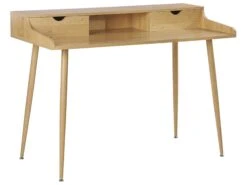 2 Drawer Home Office Desk With Shelf 120 X 60 Cm Light Wood LENORA