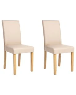 Set Of 2 Faux Leather Dining Chairs Beige BROADWAY