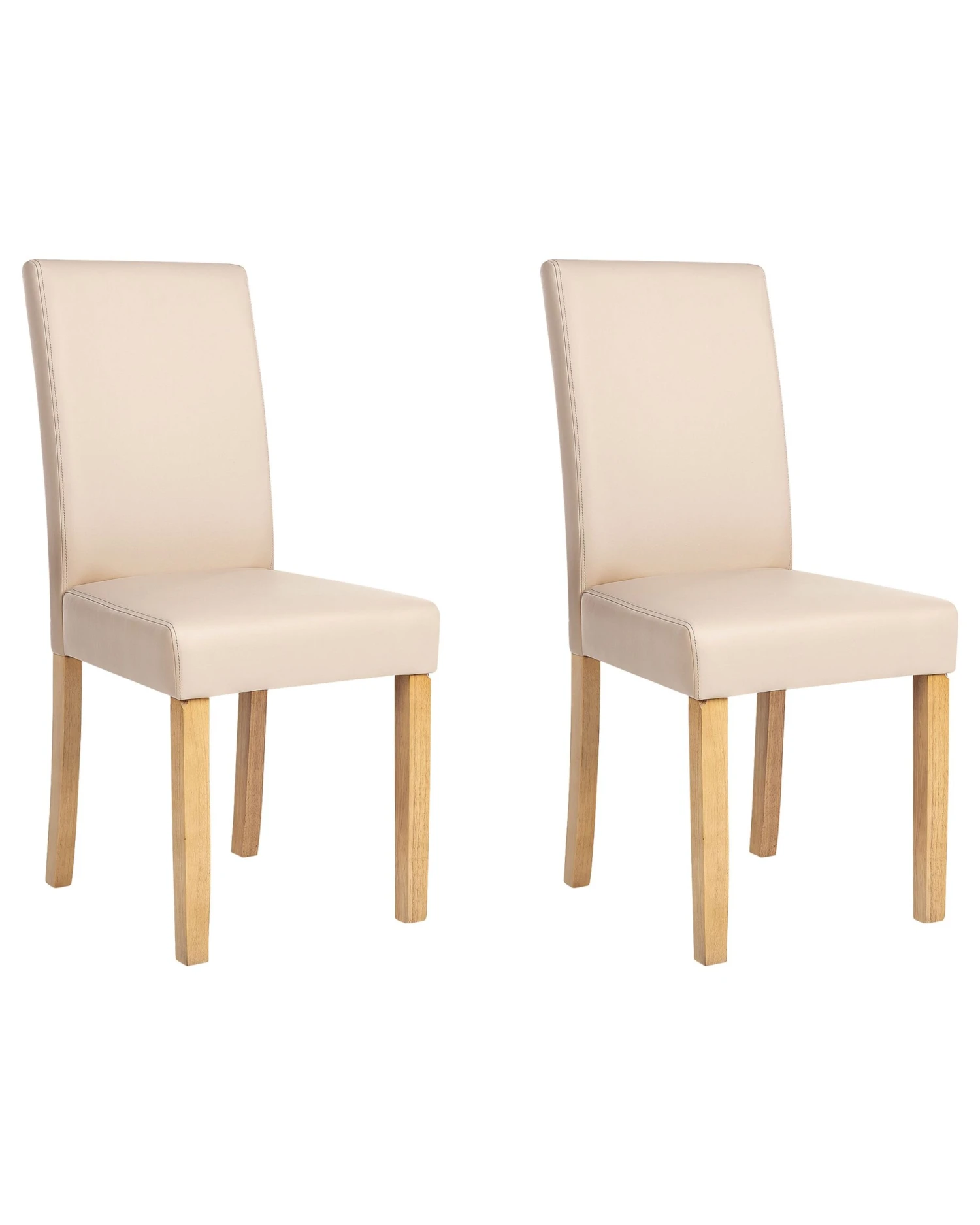 Set Of 2 Faux Leather Dining Chairs Beige BROADWAY 2 Set Of 2 Faux Leather Dining Chairs Beige BROADWAY