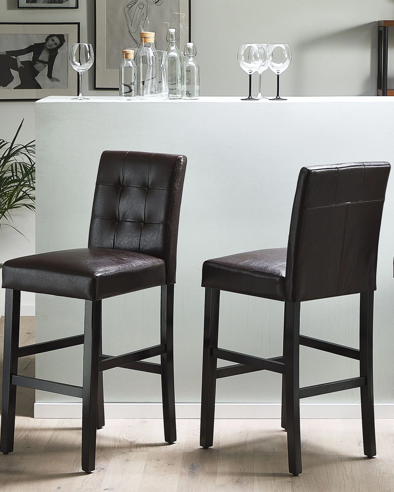 Set Of 2 Bar Chairs Faux Leather Brown MADISON - Image 2