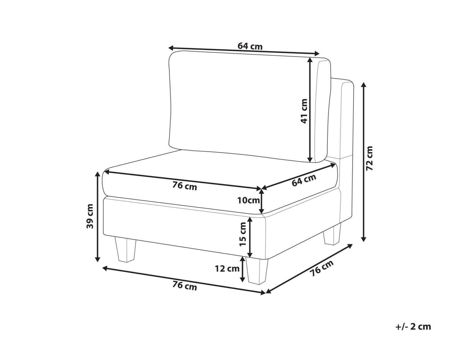 Fabric 1-Seat Section Dark Grey FEVIK - Image 7
